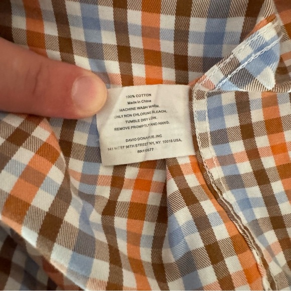David Donahue 17.5 34/35 Men’s Plaid/Check Long Sleeve Button Up Collared Shirt - Picture 5 of 9